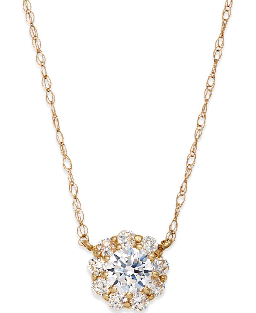 Macy's Cubic Zirconia Pendant Necklace In 10k Gold in Metallic Lyst